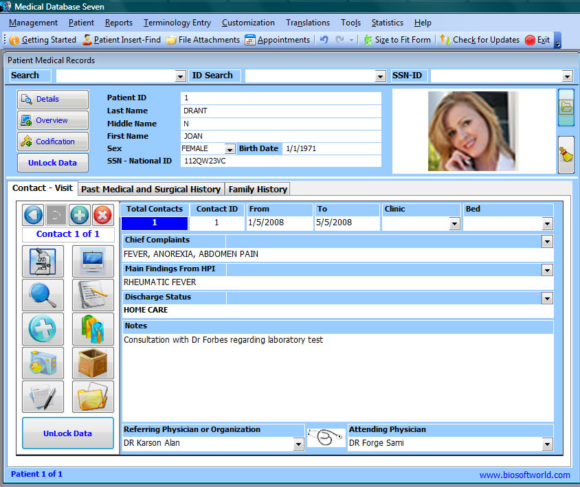 Click to view Medical Database Seven 4.8 screenshot